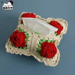 Handgemaakte Draagbare Tissue Case Box Woonkamer Container Huis Auto Handdoek Servet Papieren Zak Houder Huis Tafeldecoratie Croche