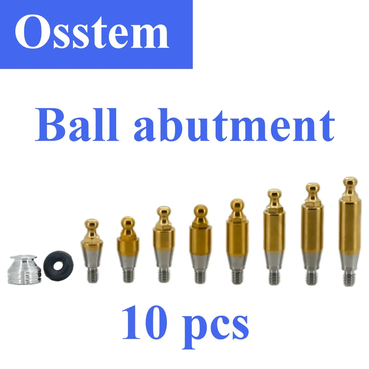 10Pcs Dental Ball Abutments Compatible With Osstem Fixtures Titanium Ball Anchor Overdenture Restoration Metal Housing Tools Kit