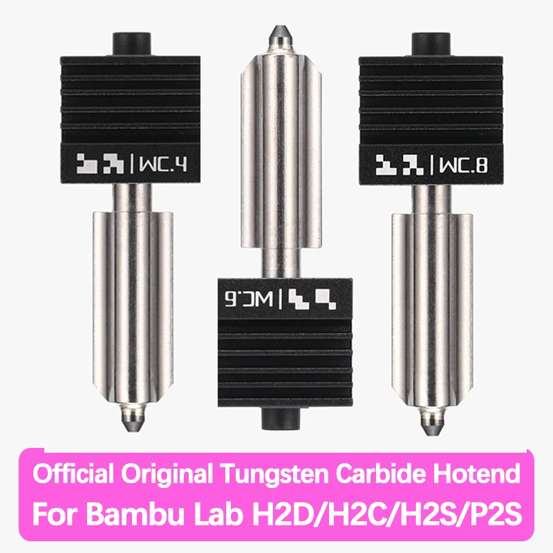 Original 0.4/0.6/0.8mm Tungsten Carbide Hotend For Bambu Lab H2D/H2C/H2S/X2D/P2S Official Print Head Standard Flow HF Hot End