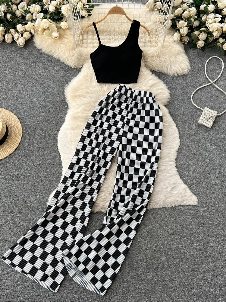 Ensemble deux pièces pour femmes, irrégulier, sexy, slim, élastique, haut court, jambes larges, long, trempé, vacances, plage, vêtements décontractés