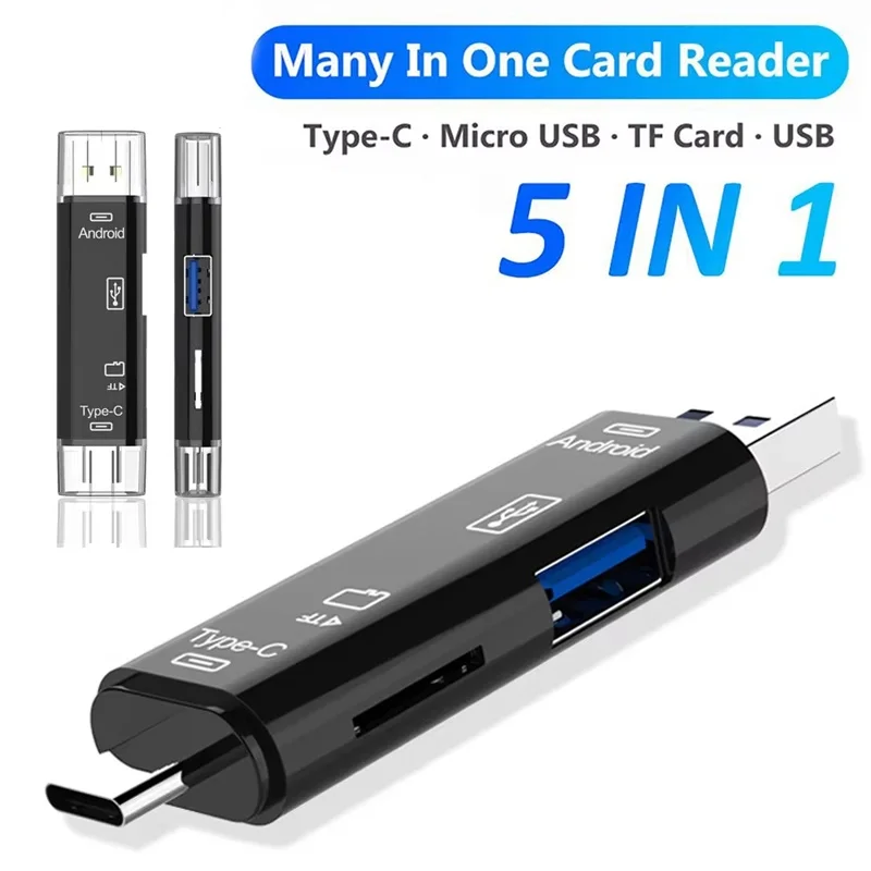 5 In 1 USB OTG Card Reader Type C/Micro USB/TF/SD Memory Card Reader Adapter For Macbook Notebook Android Phone PC Accessories