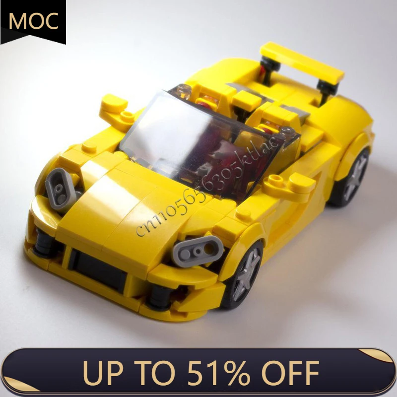 

Новые детали 334, технология MOC, желтая модель суперкара, строительные блоки, скоростной автомобиль, кирпичи, игрушки для детей, подарки на Хэллоуин