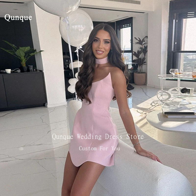 Q asin różowe mini sukienki na studniówkę kobiety bez ramiączek seksowna bez rękawów Sukienka wieczorowa z szalikiem Lady Club Party Vestidos dostosowane