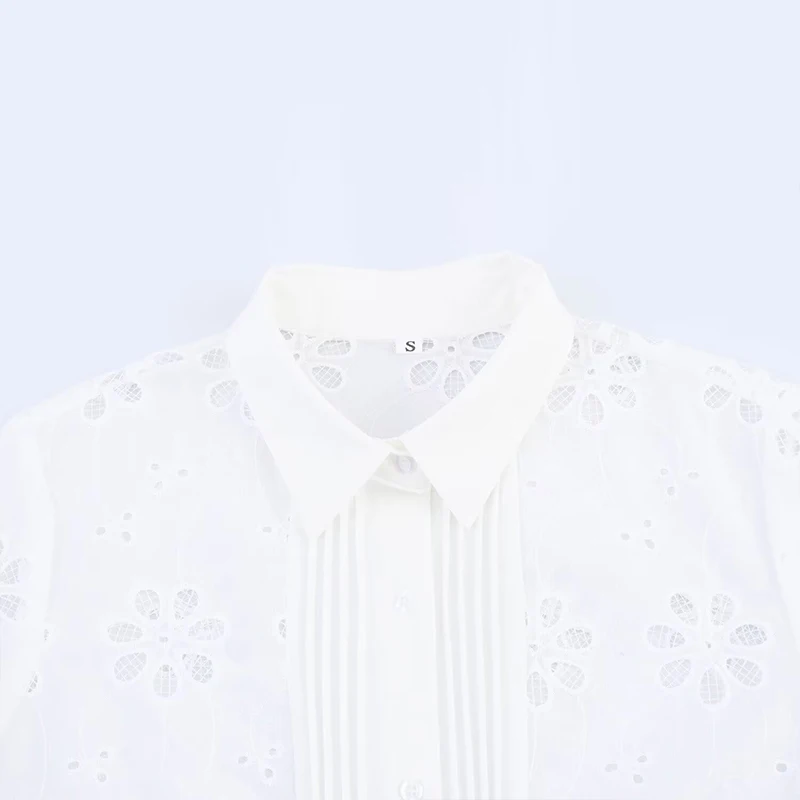 Z Women's Faionable Soluble Embroidery irt Versatile Ele Sle Long Sve Polyester Fiber Regular Fit Summer 2025