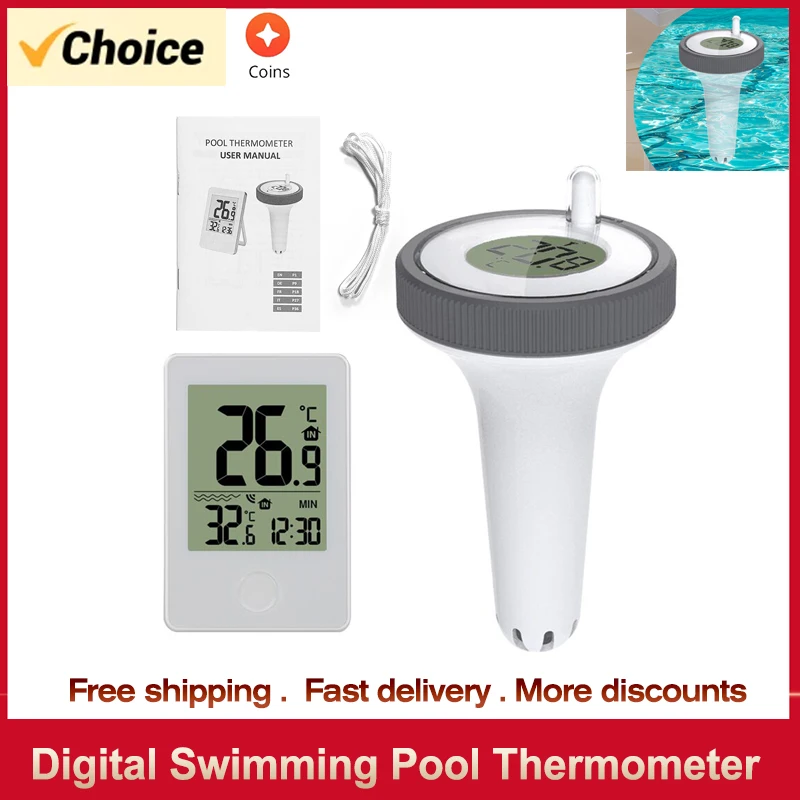 Digital Swimming Pool Thermometer Floating Outdoor Floating Thermometers Used For Swimming Pool Bathrooms Aquarium LCD Display