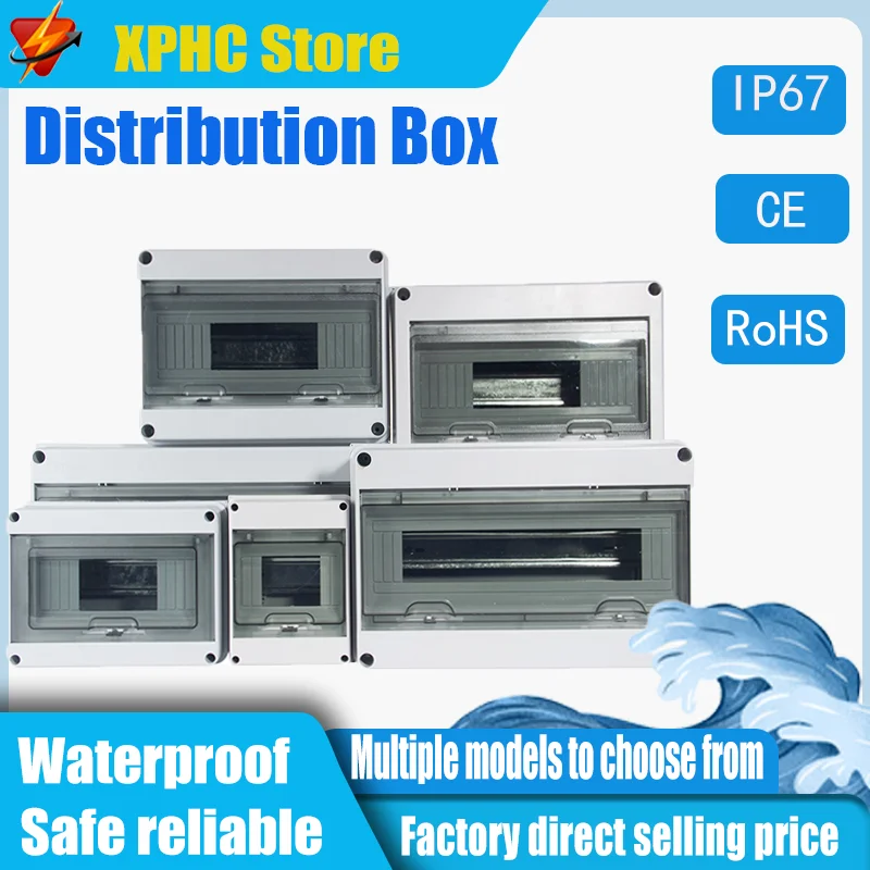 

IP65 Eight Way Waterproof Distribution Box Circuit Breaker Junction Case Plastic Electrical Panels Connectors Terminals Boxes ﻿