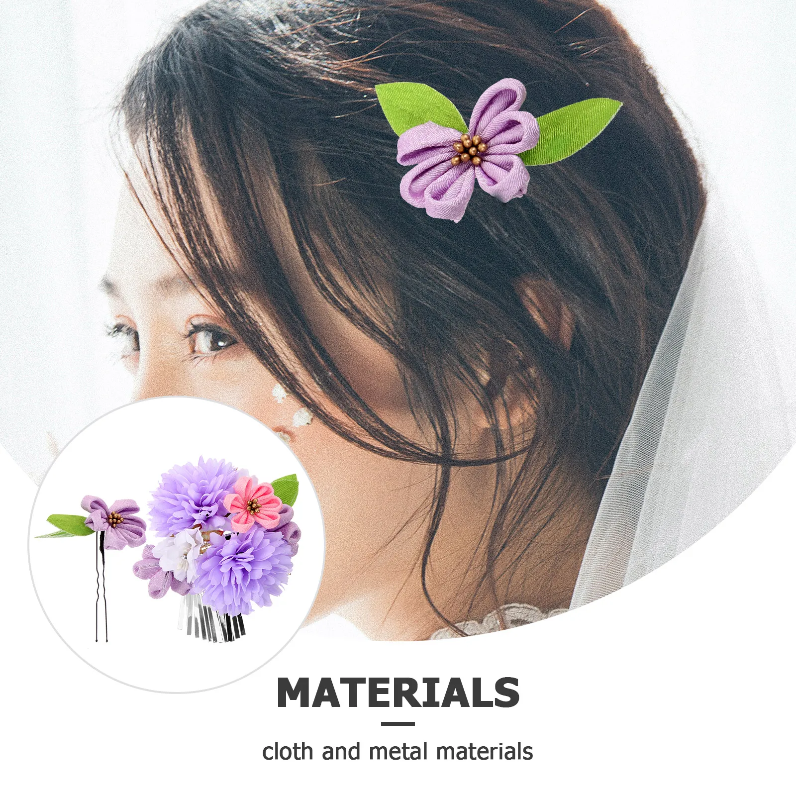 

2pcs Floral Clips Flowers For Women Summer Beach Wedding Festival Lightweight Comfortable Metal Cloth Material Hair Ornaments