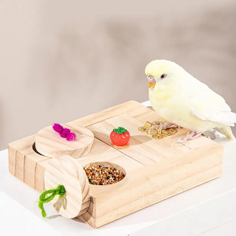 

Parakeet Chew Toys Wood Bird Enrichment Toys Wooden Beak-Healthy Enrichment Feeder Portable Natural Interactive For