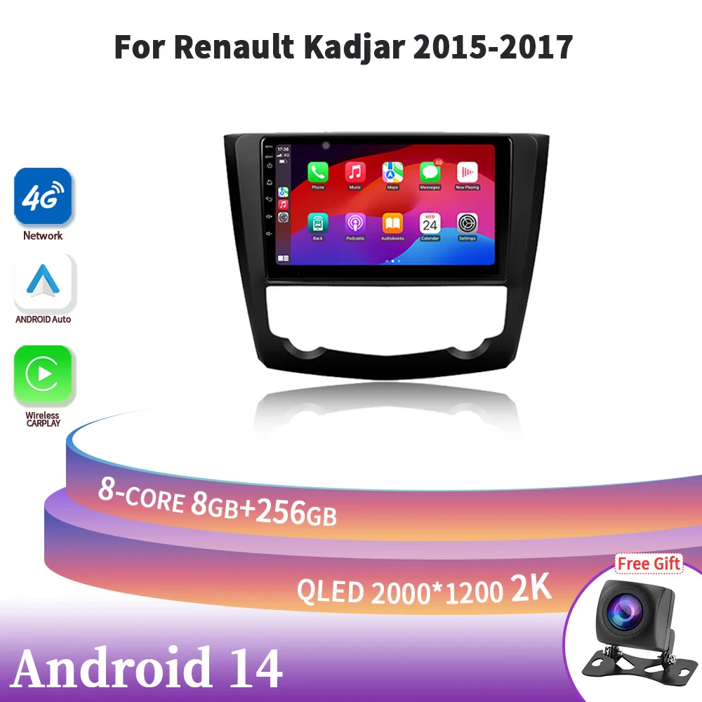 

Android 14 For Renault Kadjar 2015-2017 Wireless Carplay Car Auto Radio Multimedia Touch Screen Stereo GPS Navigation 4G WIFI