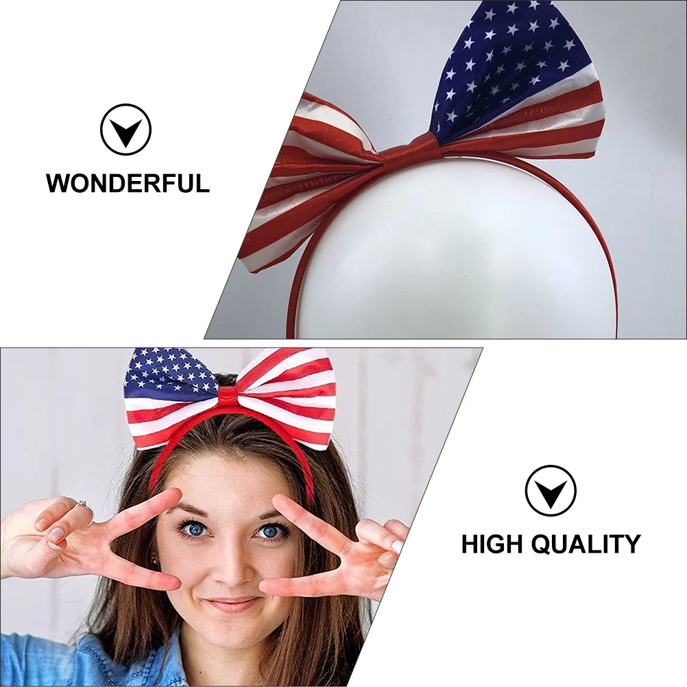 6 uds. Accesorios para el cabello, diadema con bandera americana, diademas para niños y bebés, tocado de satén para fiesta del Día de la independencia