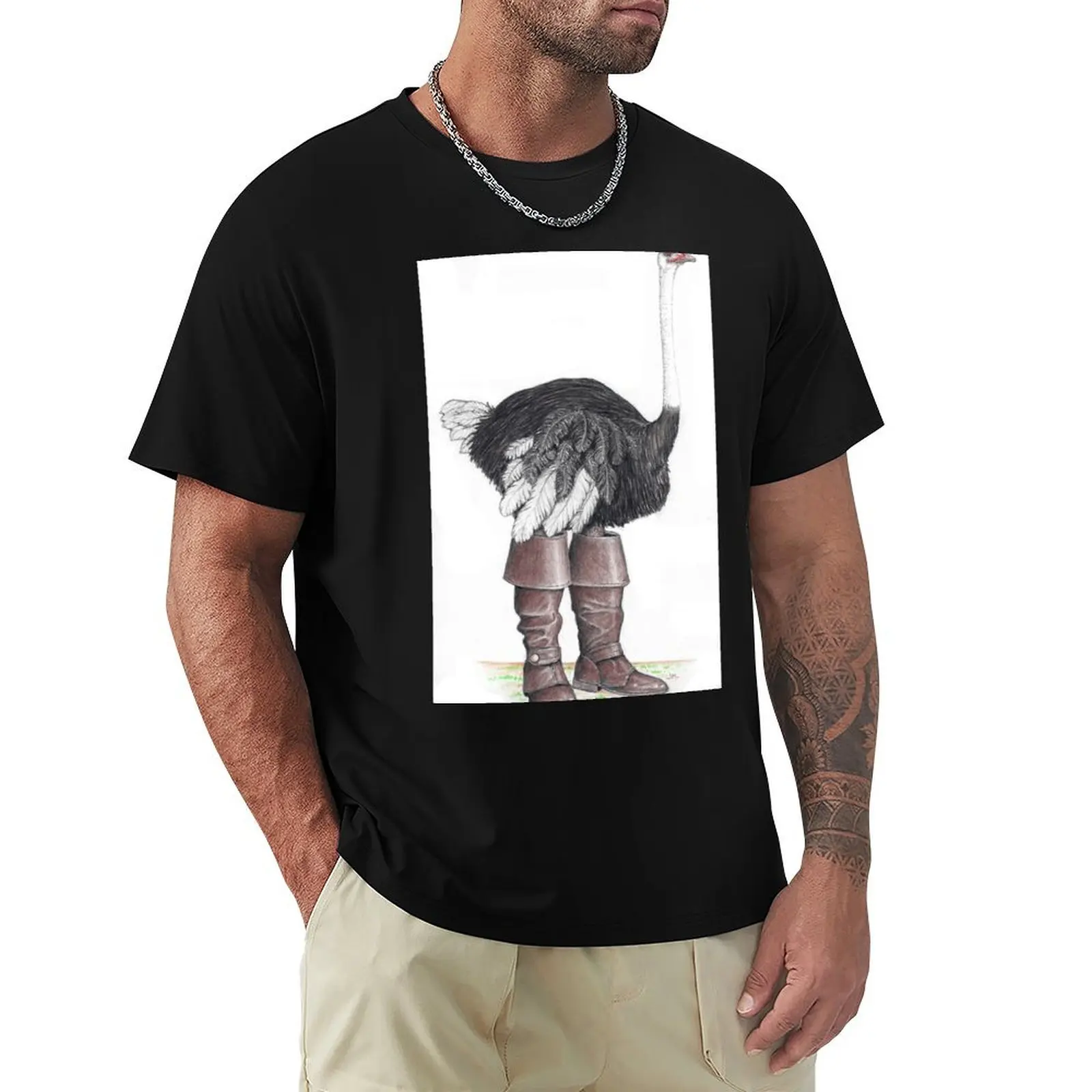 Ostrich in Musketeer boots T-Shirt Casual Loose Daily Wear T-Shirt