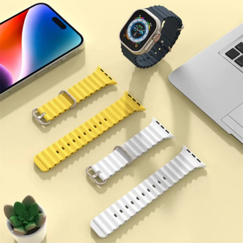Ocean Silicone Band Strap for Smartwatch Ultra 2 49mm 46mm Series 10 9 8 7 6 5 IWatch 44 45 40 42mm image 5