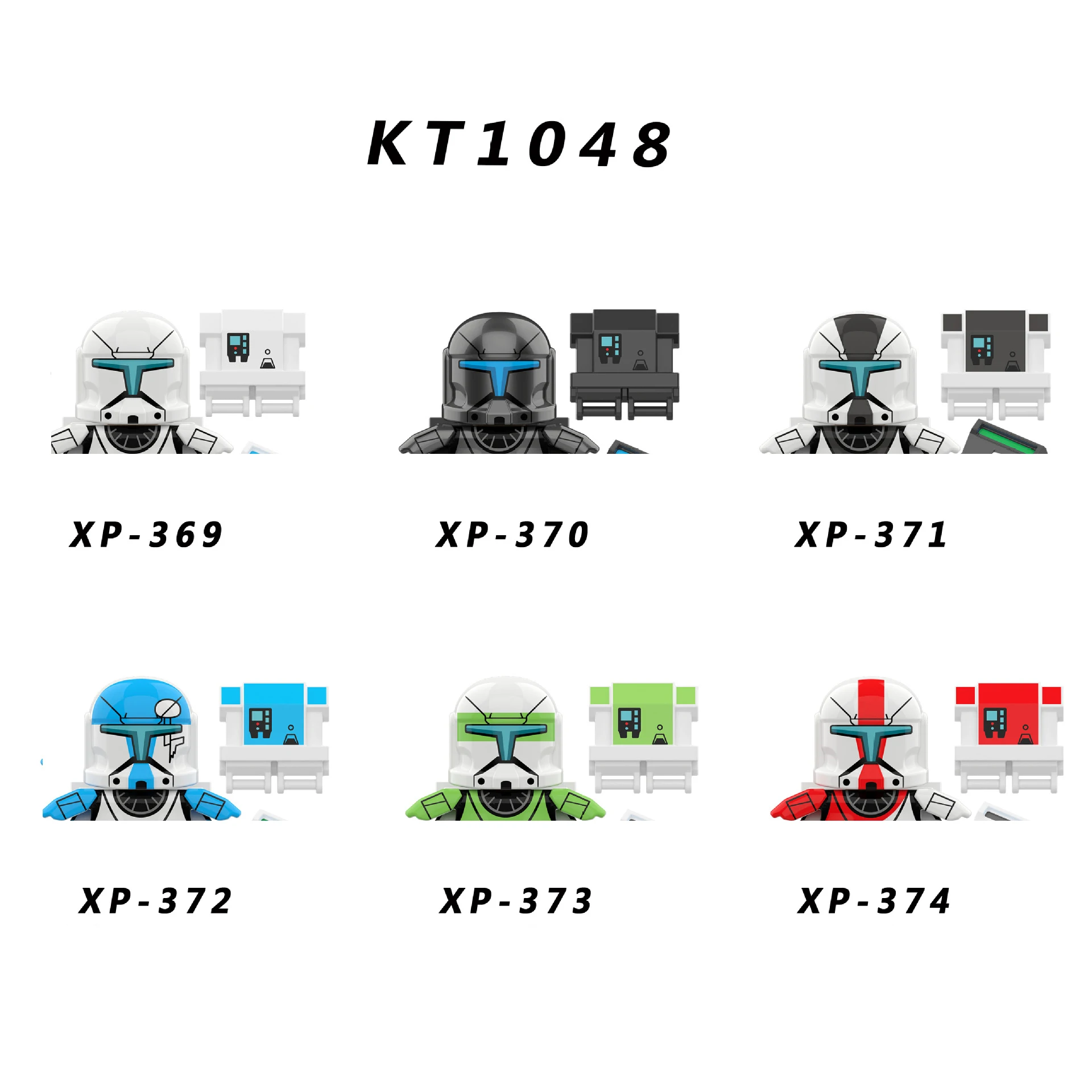 

KT1048 Building Blocks 6pcs/set Blue Commando Brick Commando Captain Figure XP369 XP370 XP371 mini Assembly Toys XP372 XP373