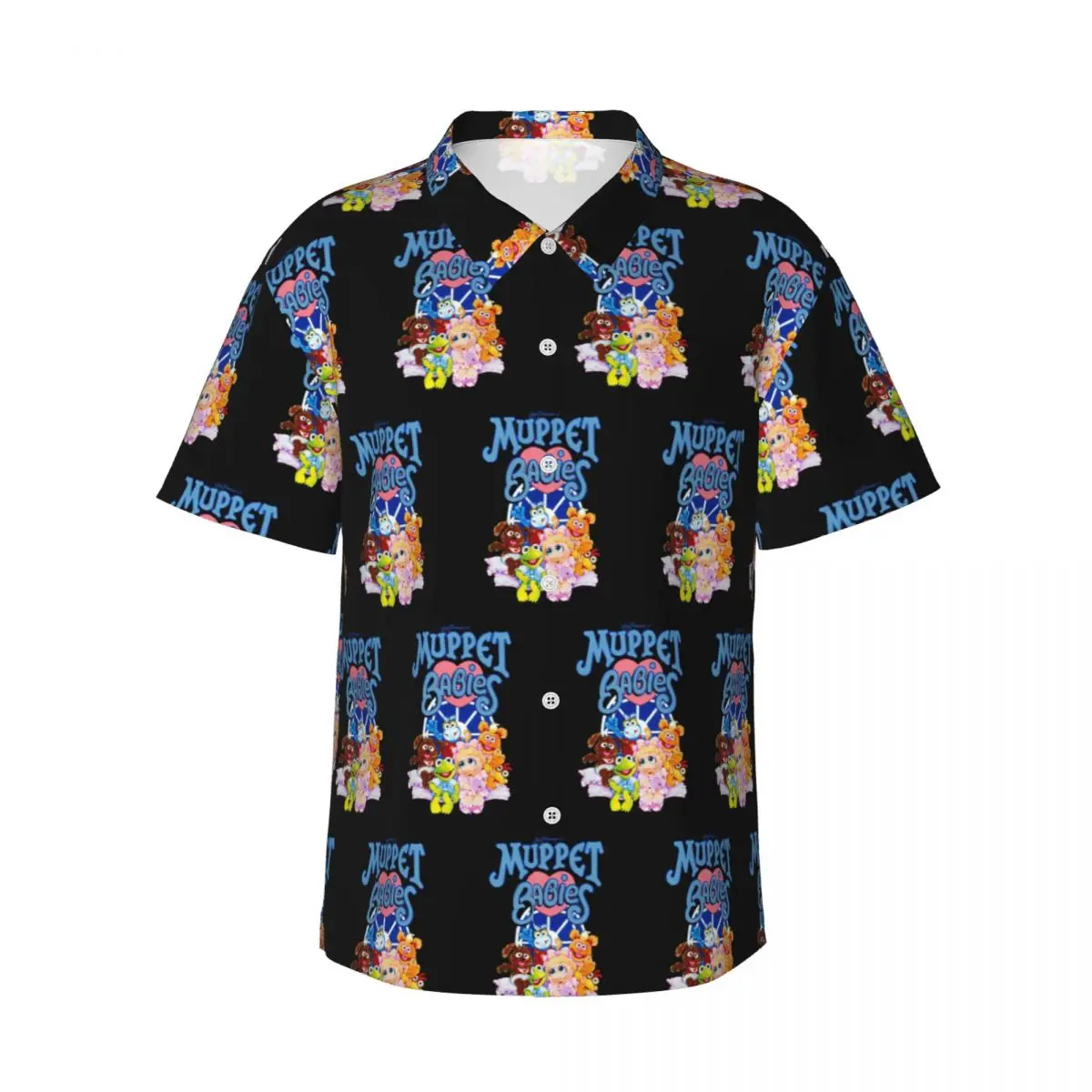 

Мужские рубашки Muppet Babies, гавайская рубашка с короткими рукавами, забавные топы на пуговицах для летнего пляжа