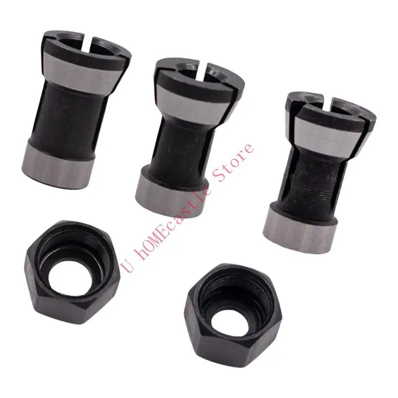 63HF 5PC Router Collet Conversion For Improved Stability And Accuracy In Woodworking And DIY Applications
