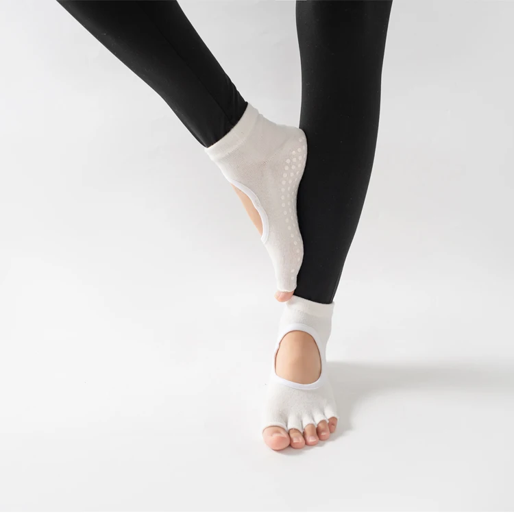 Frauen rücken freie Fünf-Zehen-Yoga-Socken rutsch feste Baumwolle Damen tanzen Balletts ocken öffnen halb atmungsaktive Fitness-Sports ocke für Pilates – Detail 30