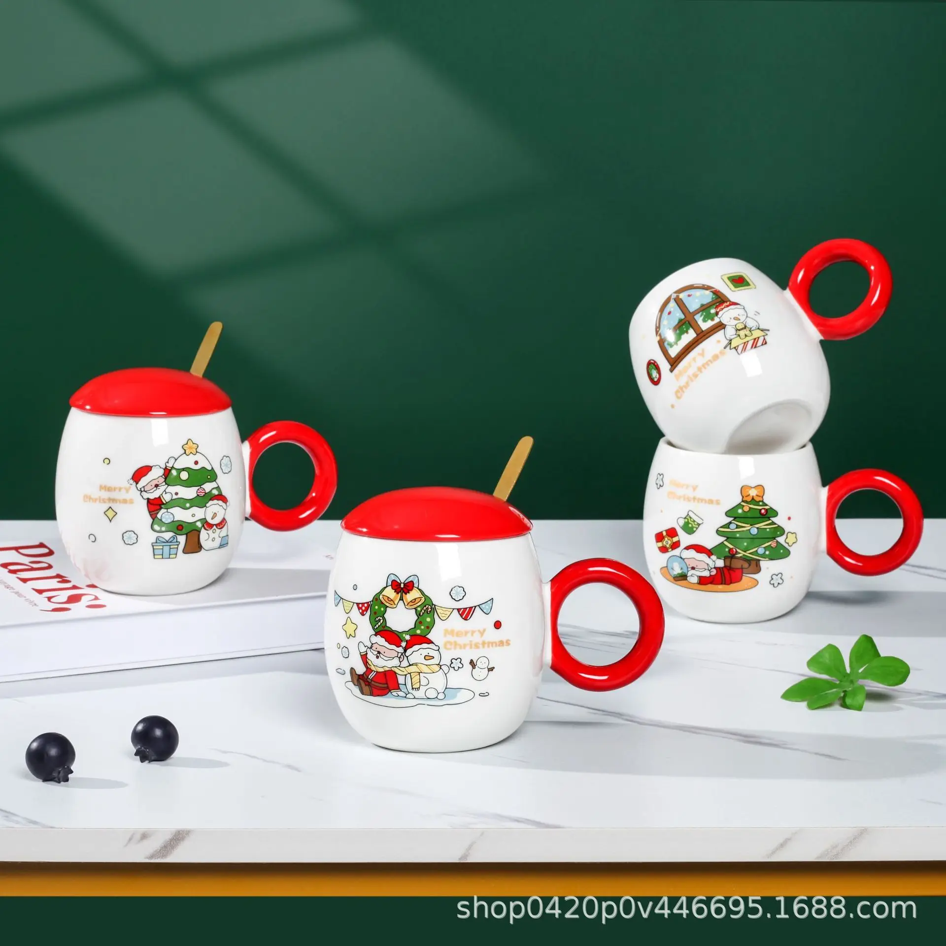 

Новая керамическая кружка с крышкой, большая емкость, высокая красота, чашка для воды, кофе, рождественский подарок