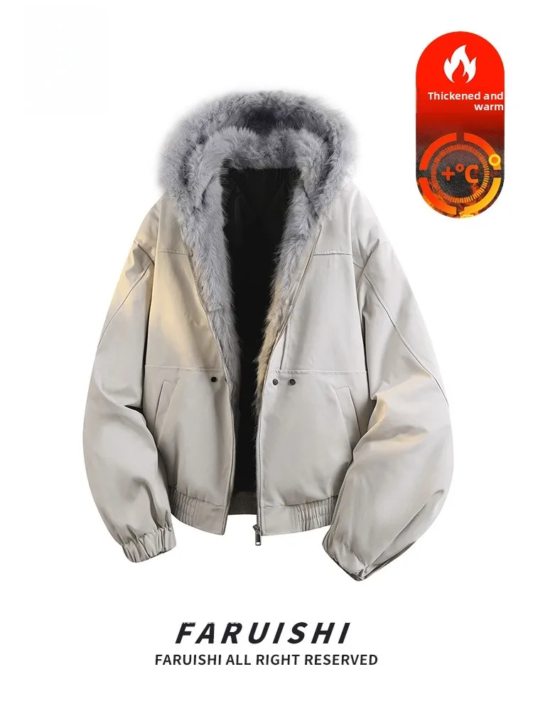 

Мужская хлопковая куртка в стиле ретро с капюшоном, простая и стильная, для уличной моды, зимняя верхняя одежда, теплая, утолщенная, с длинными рукавами, на молнии