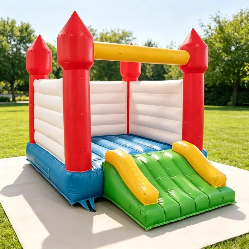 High Grade PVC Inflatable Bouncy Castle With Slide Multi Color Red Green Blue Yellow Kids Jumping House for Party Event