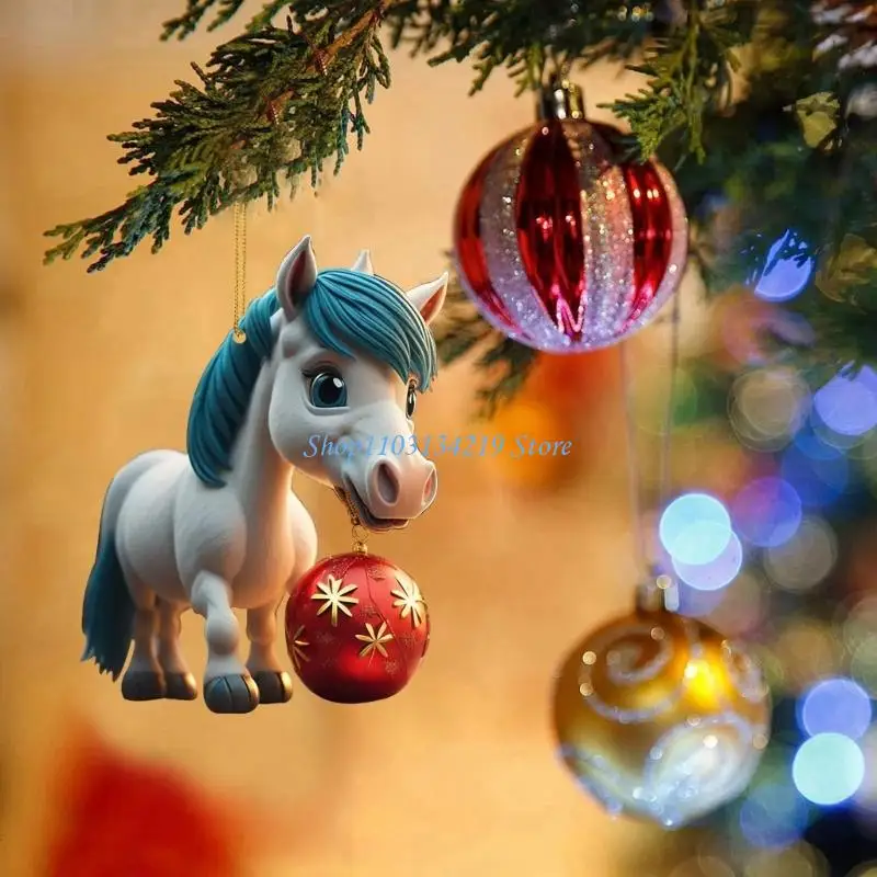 N5KC (1 Pack) Acrylic Horse Flat Hanging Decor for Home, Nursery, Office, Western Theme & Christmas Festival Gift