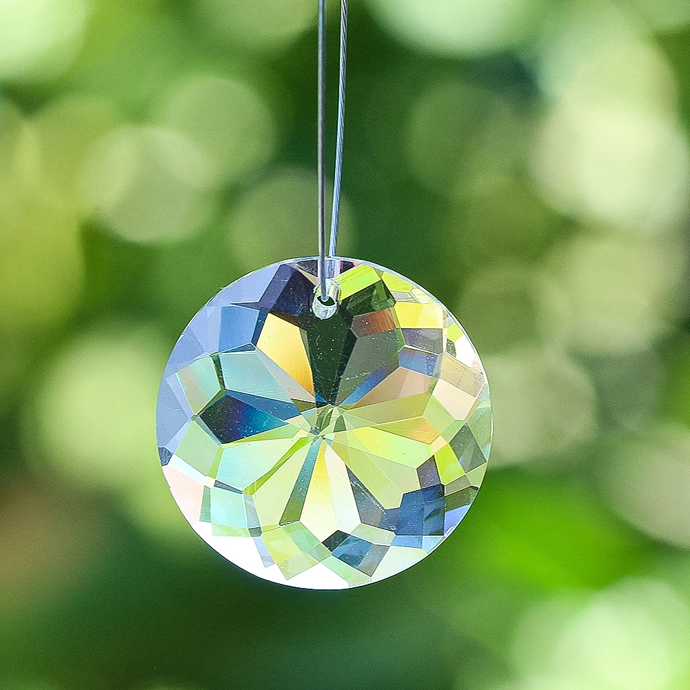 6pcs 30mm Mandala Crystal Prism Hanging Faceted Rainbow Maker DIY Suncatcher Wind Chimes Chandelier Lighting Accessories Decor