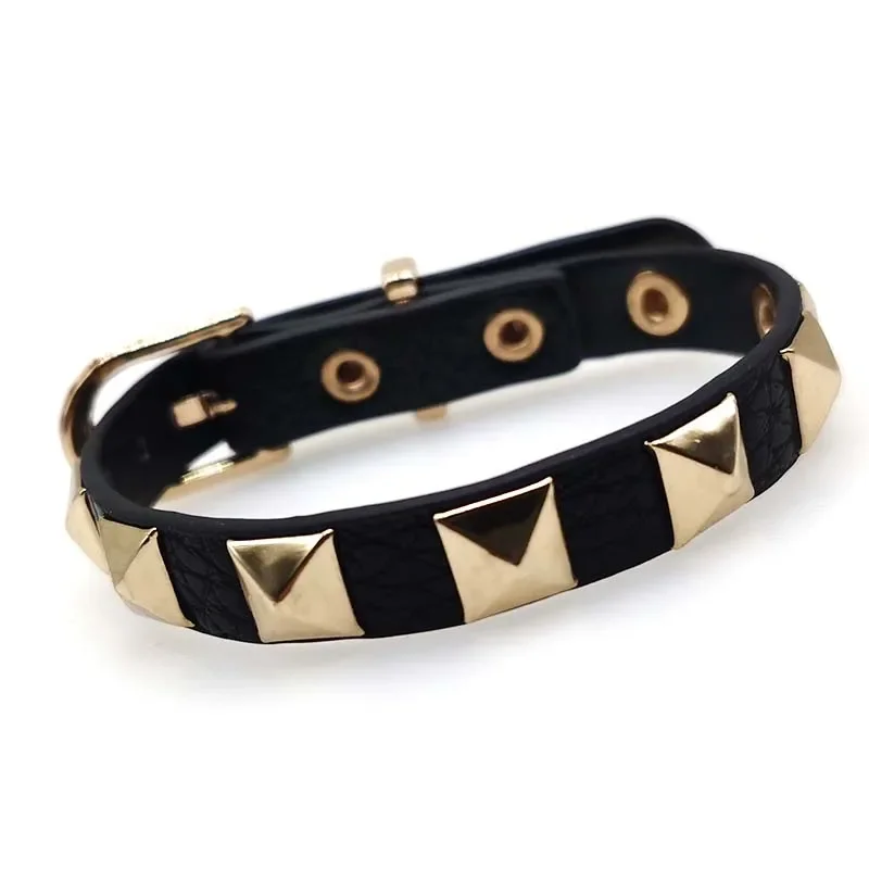 Adjustable PU Leather  Punk Rivet Bangles Brand  Metal Punk Euramerican Bracelets Jewelry Wristbands Gift for Men