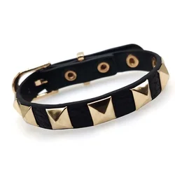 Adjustable PU Leather Punk Rivet Bangles Brand Metal Punk Euramerican Bracelets Jewelry Wristbands Gift for Men
