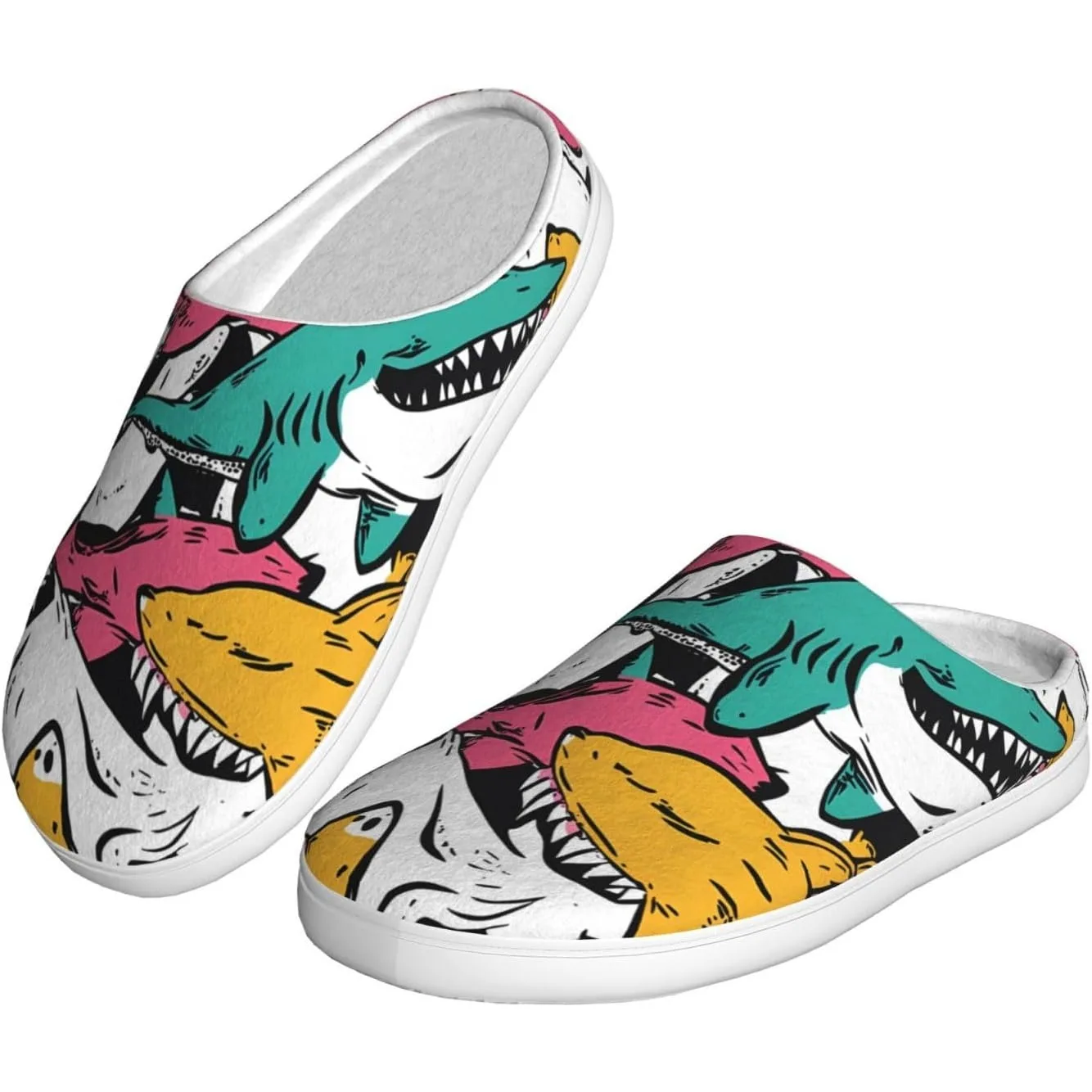 

Angry Shark Women’s Cozy Slippers Soft Cotton Indoor & Outdoor House Slippers With Anti-Slip Sole