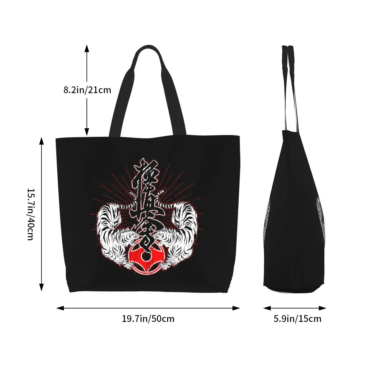 Recycling Tigers Kyokushin Karate Shopping Bag Women Canvas Shoulder Tote Bag Washable Martial Arts Groceries Shopper Bags