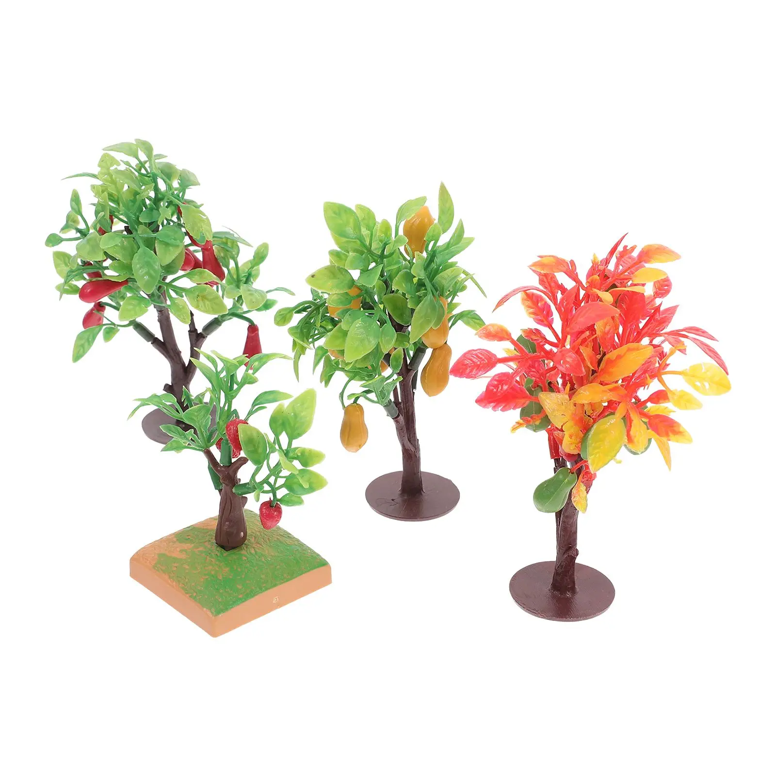 

4 Pcs Fruit Tree Model Miniature Toy Trees Fake Tree Decorations for Train Scenery Diorama Dollhouse Micro L scape Student