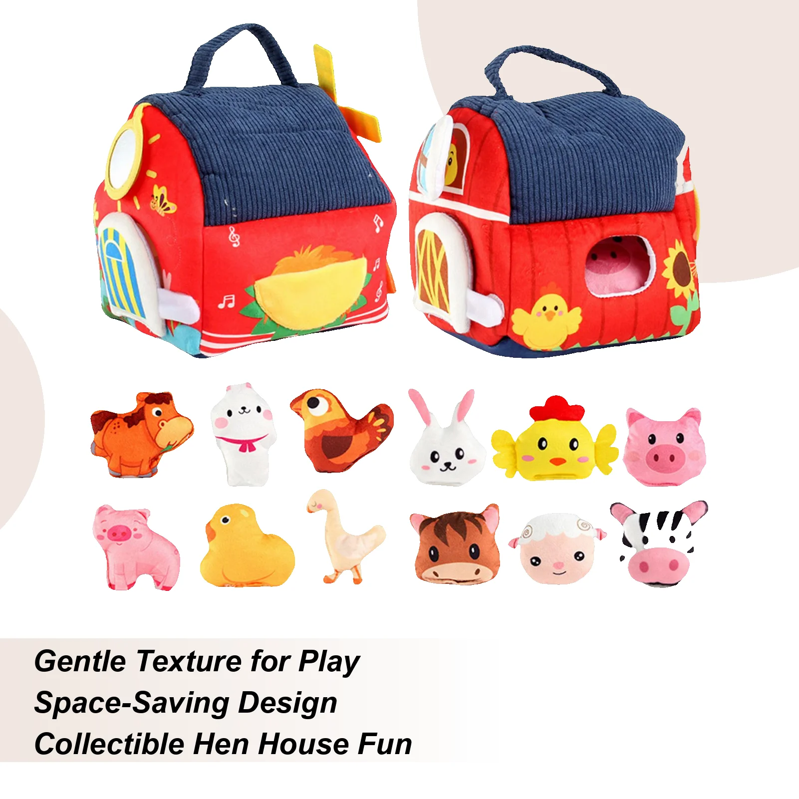 

Plush Barn Toy Soft Portable Developmental Interactive Stuffed Animals Sensory Toys Plush Barn For Boys Girls Kids Family