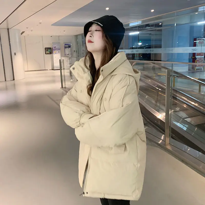 Stil Winter jacken für Frauen koreanische lose Stehkragen warme Parkas Baumwolle gepolsterte Jacke schwarz weiße Mäntel p36