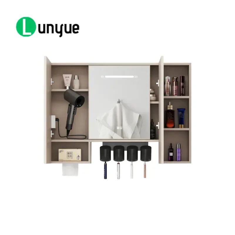 Thickened Honeycomb Aluminum Hidden Feng Shui Mirror Cabinet with Socket Hair Dryer Holder Integrated Storage Separate Design