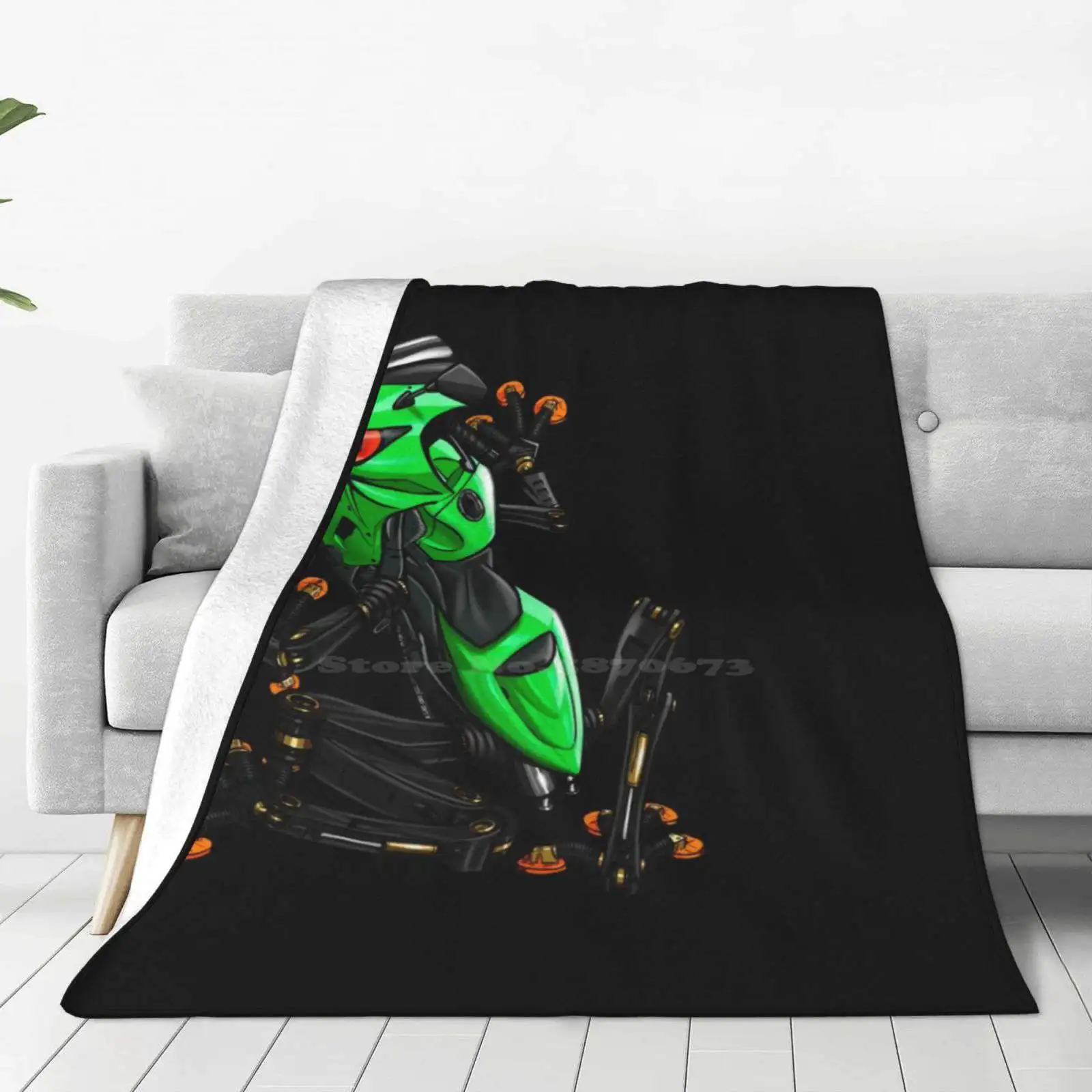 Zx6R Frog Green Soft Warm Light Thin Blanket Animals Biker Club Motorbikes Motorcycles Motorind Vintage Zx6R Frog Green