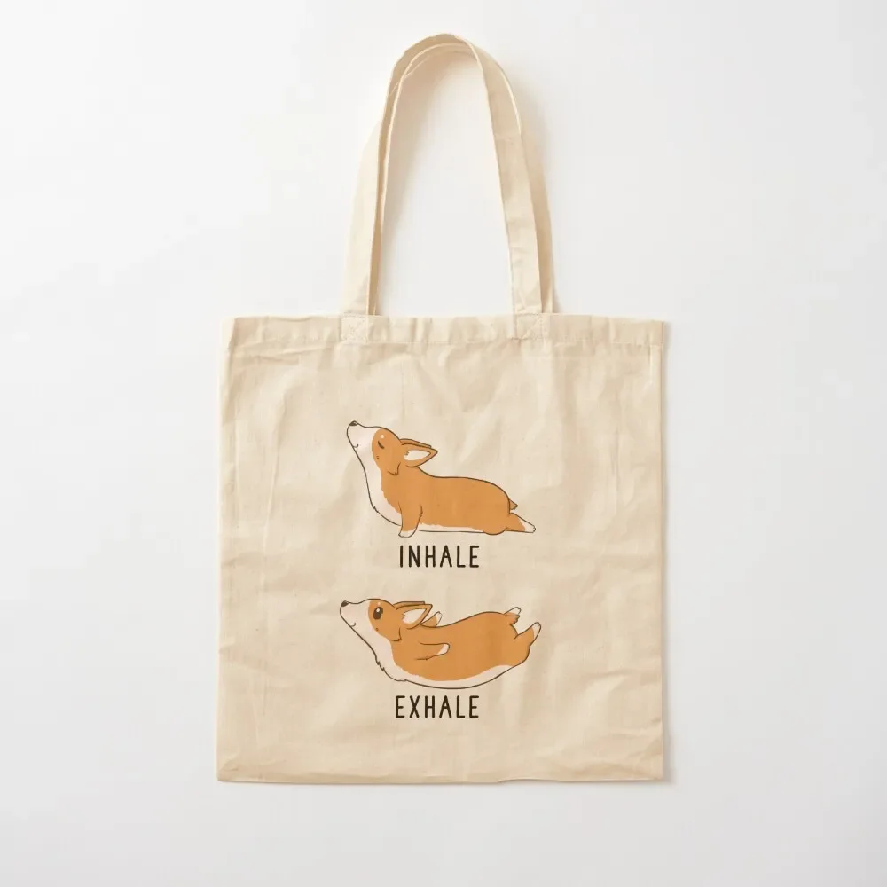 Inhale Exhale Corgi Yoga Tote Bag free delivery bags hand bags personalized tote bag Gift bag