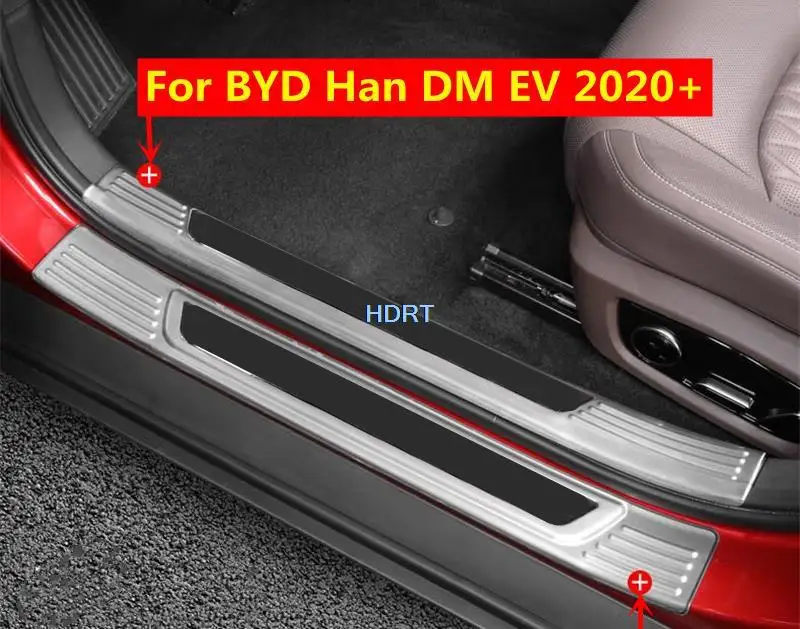 

For BYD Han DM EV 2020 2021 Car Accessories Door Sill Protector Scuff Plate Threshold Pedal Steel Trims Stickers Guard Styling