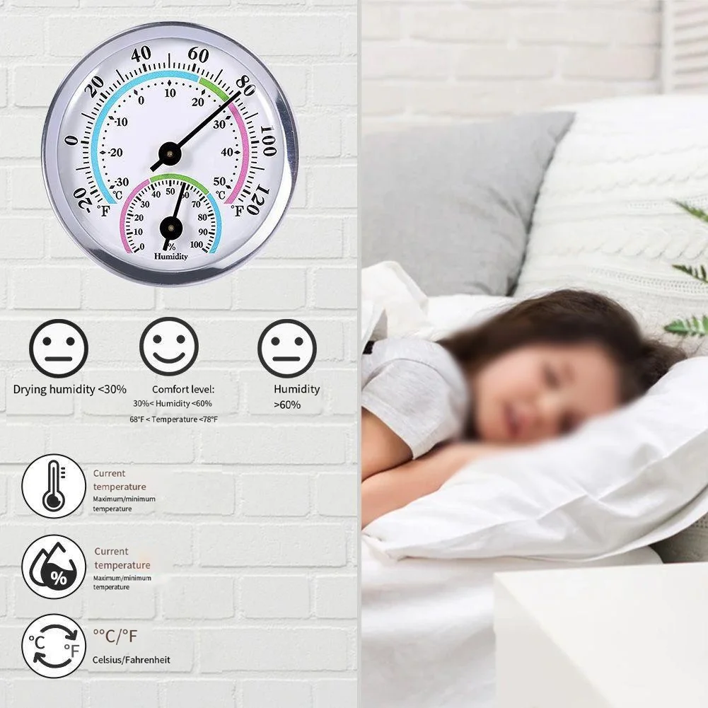 Thermometer Hygrometer Sensor -30-50℃ 0~100%RH Wall Mounted Temperature Humidity Meter Gauge For Home Indoor Kitchen Sauna