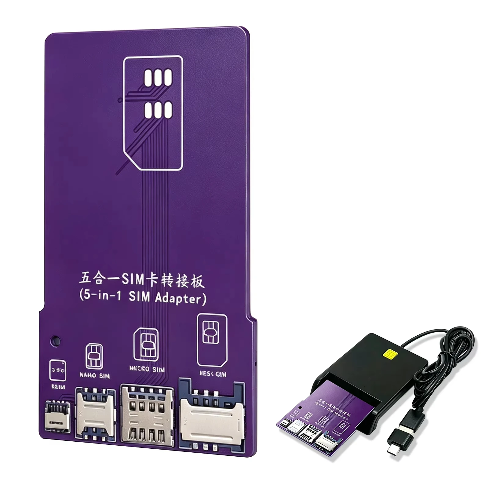 5 In1 SIM Card Converter To Smartcard IC Card Extension For Standard Micro SIM Card And Nano Sim Card Adapter Adaptor Kit