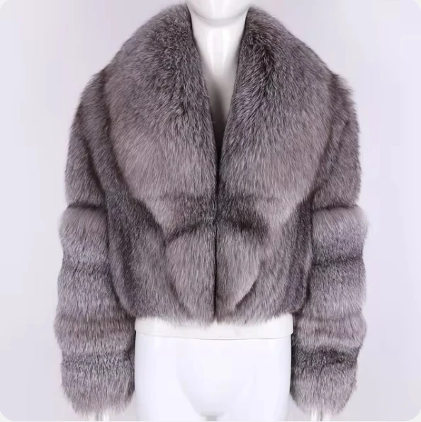 Winter Warme Luxus Natürliche Fuchs Pelz Jacke Frauen Echt Fox Pelz Geerntete Jacke