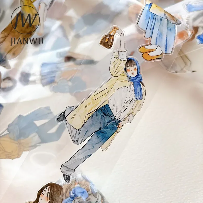 JIANWU 50mm*10m Cute Girl Character Landscape Material Collage Scrapbooking PET Tape Creative DIY Journal Stationery