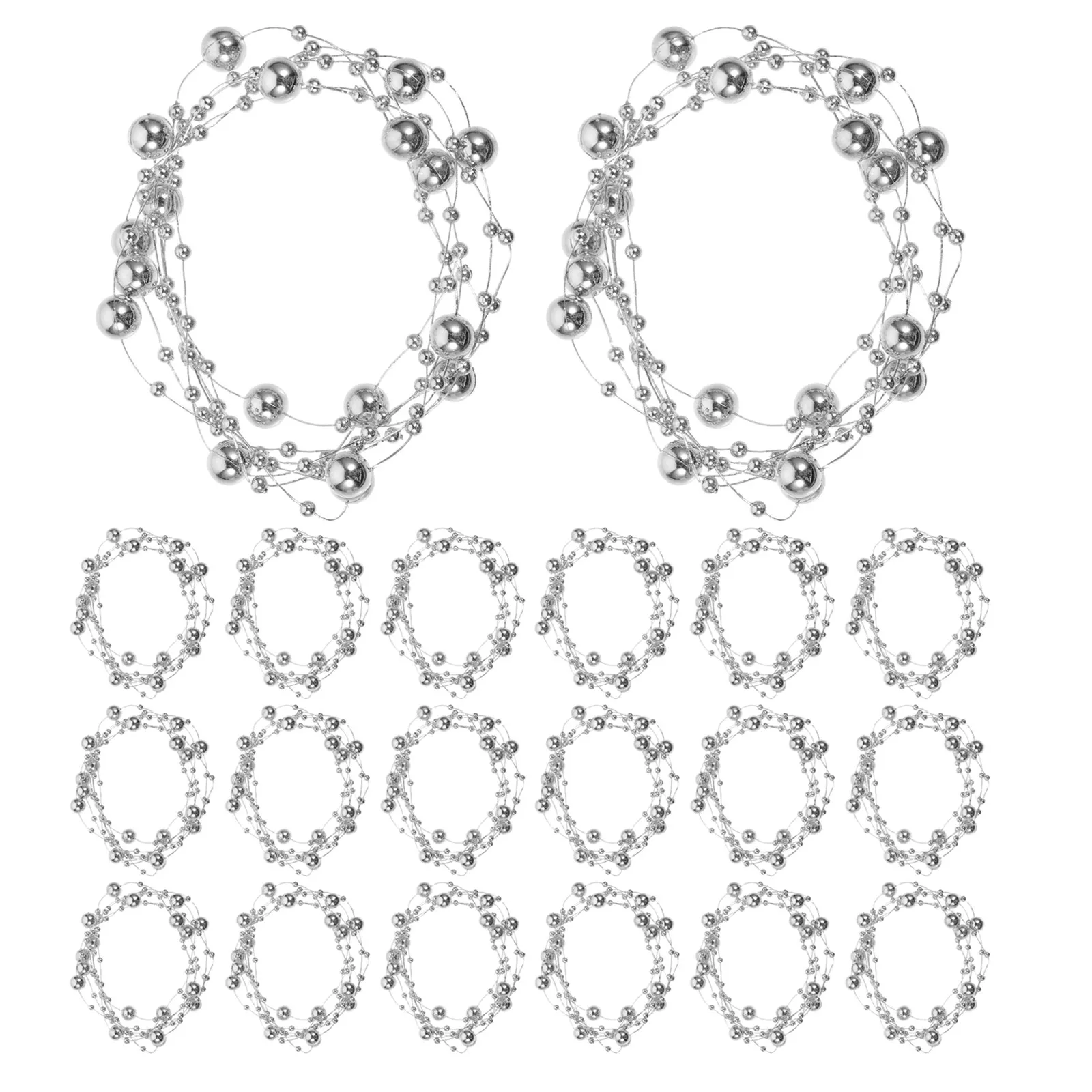 24Pcs Floating String Silver Wedding Table Centerpiece Beads Vase Filler Decorative Strand for Anniversary Party