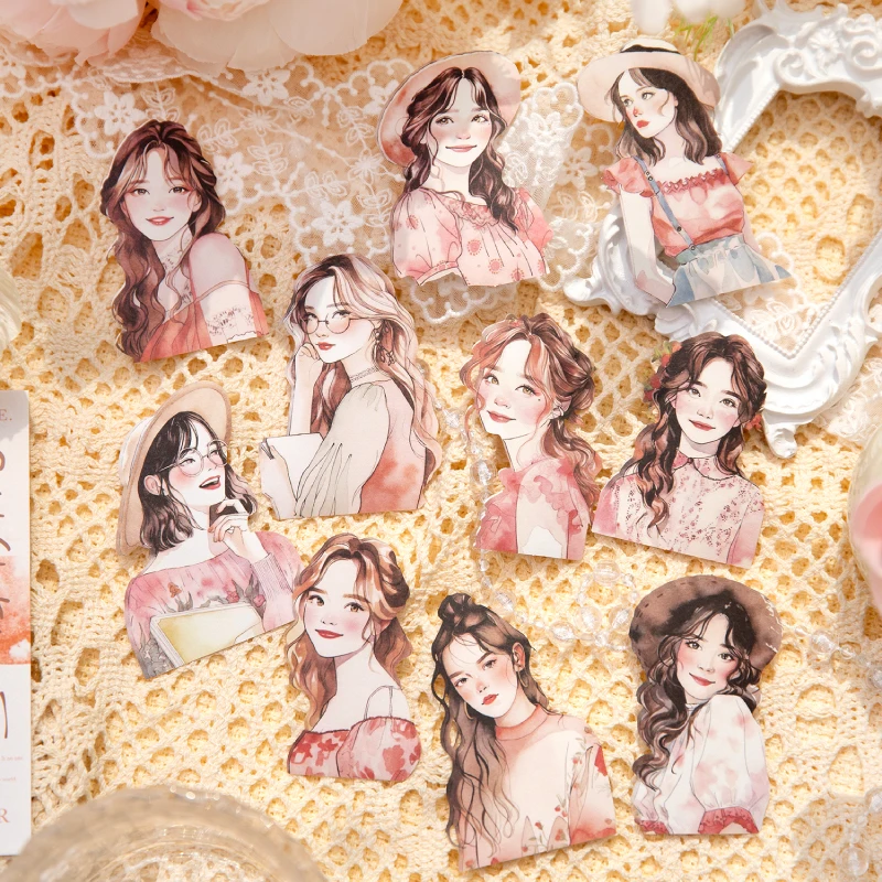 Diário go 10 pçs lindas meninas adesivo decoração álbum de fotos diy scrapbooking colagem papelaria estética artesanato menina decalques