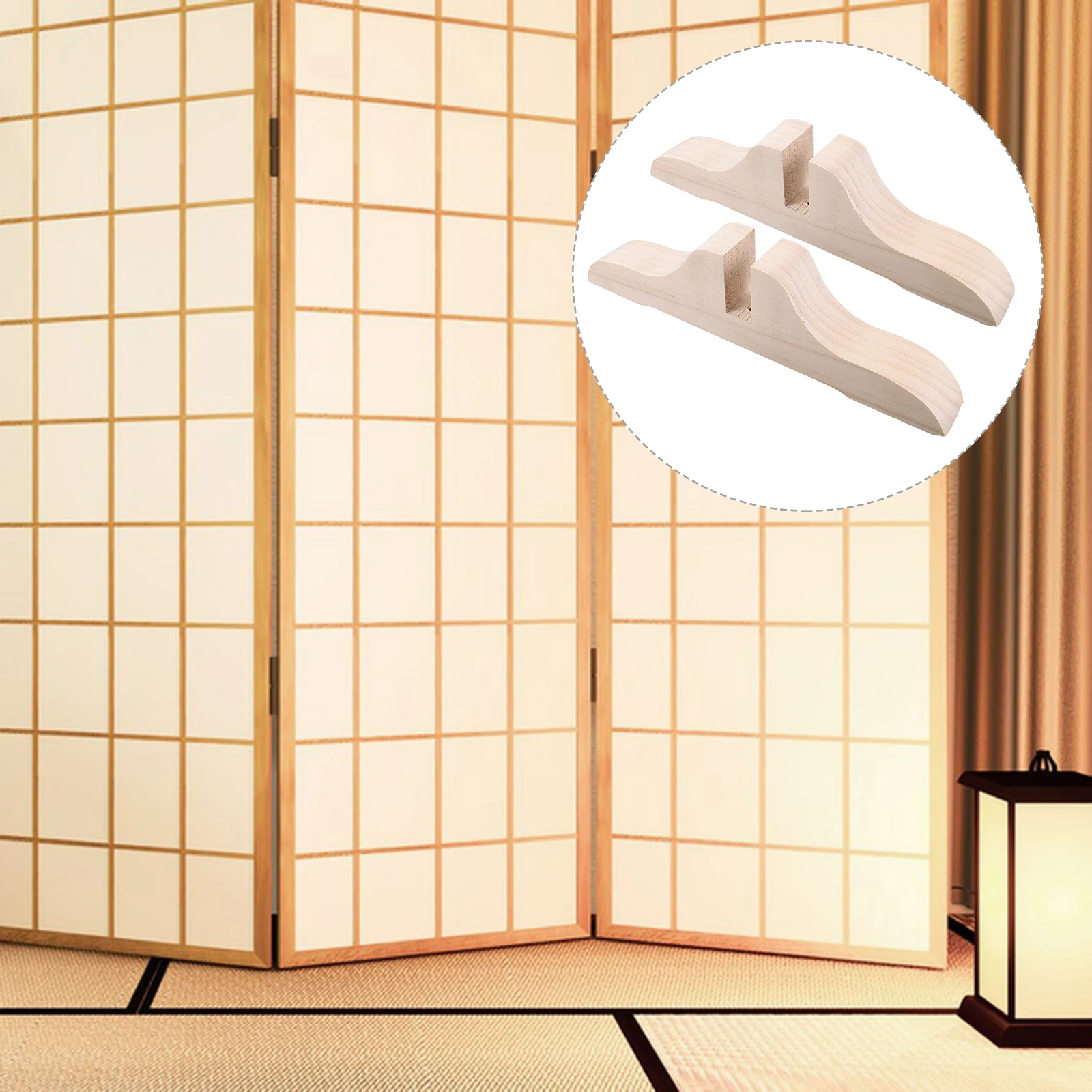 

2pcs Screen Base Room Divider Stand Thickened Wooden Bracket Wear Resistant Feet Suitable Most Screens Door