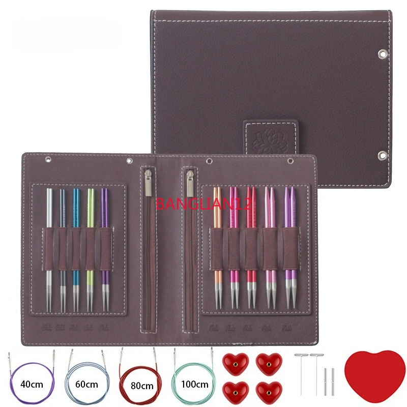 

Mixed color removable double color aluminum steel combination ring needle 10-pair sweater needle set, knitting tool