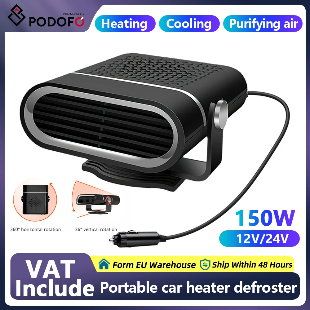 Podofo Car Heater 12v/24v Universal Windshield Defroster Defogger Heater ，Cooling and Heating Machine Good Quality Defroster