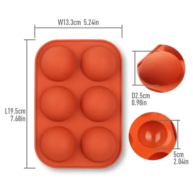 Kitchen Silicone Baking Molds 6 Holes Half Ball Sphere Chocolate Silicone Mold Round Semi Sphere Cake for Dessert DIY Jelly Tool