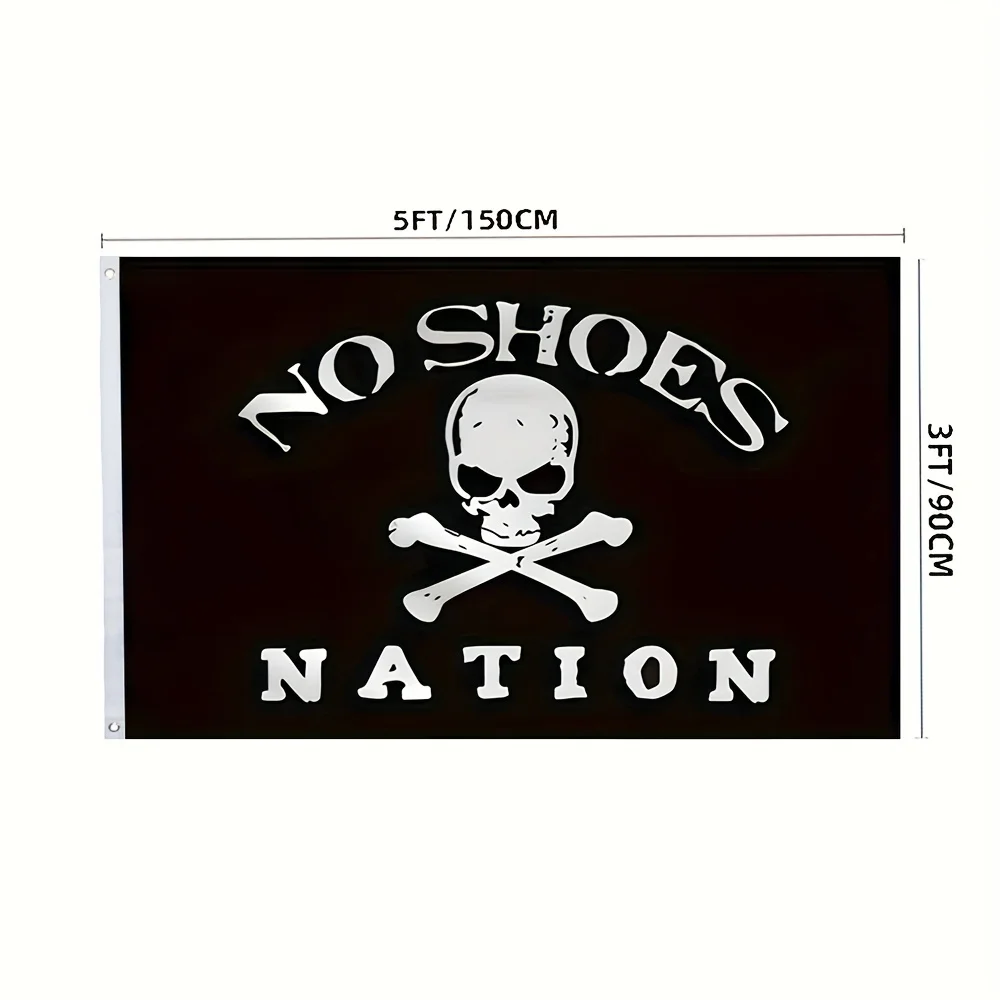 لا توجد أحذية علم القراصنة الأمة، 3x5ft 2x3ft ألياف بوليستر متينة، غسالة نحاسية وخياطة مزدوجة، ديكور منزلي خارجي #2