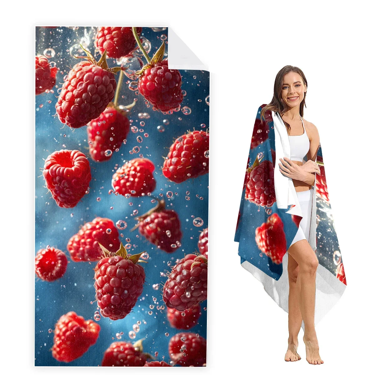 

Raspberry Beach Towel Oversized,Super Absorbent Sand Free Thick Microfiber Beach Towel,Beach Towels for Kids,Men,Women