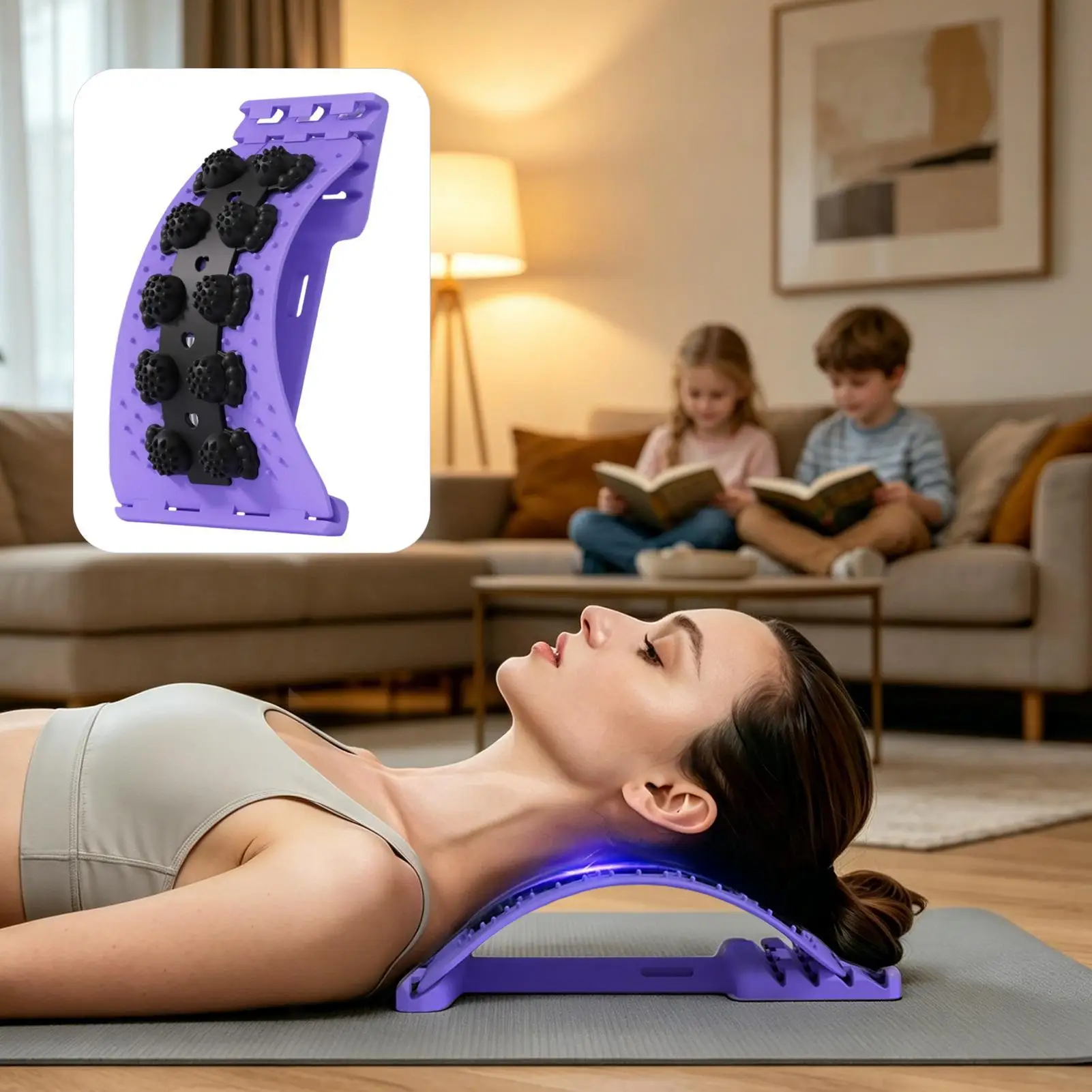 Back Stretcher 4-Level Adjustable Stretching Equipment Back Massager For Women Home Yoga Massage Health Spine Alignment