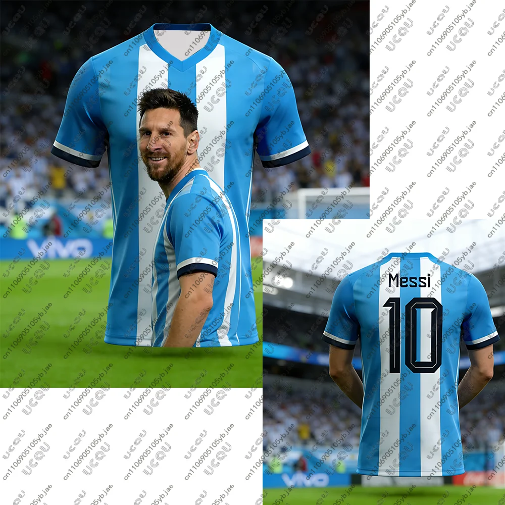 Football Jersey Tee Men Male Soccer Sports Kids Casual Messi 10 Quick-drying Top Gift Argentina Casual Boys Breathable T Shirt view 2